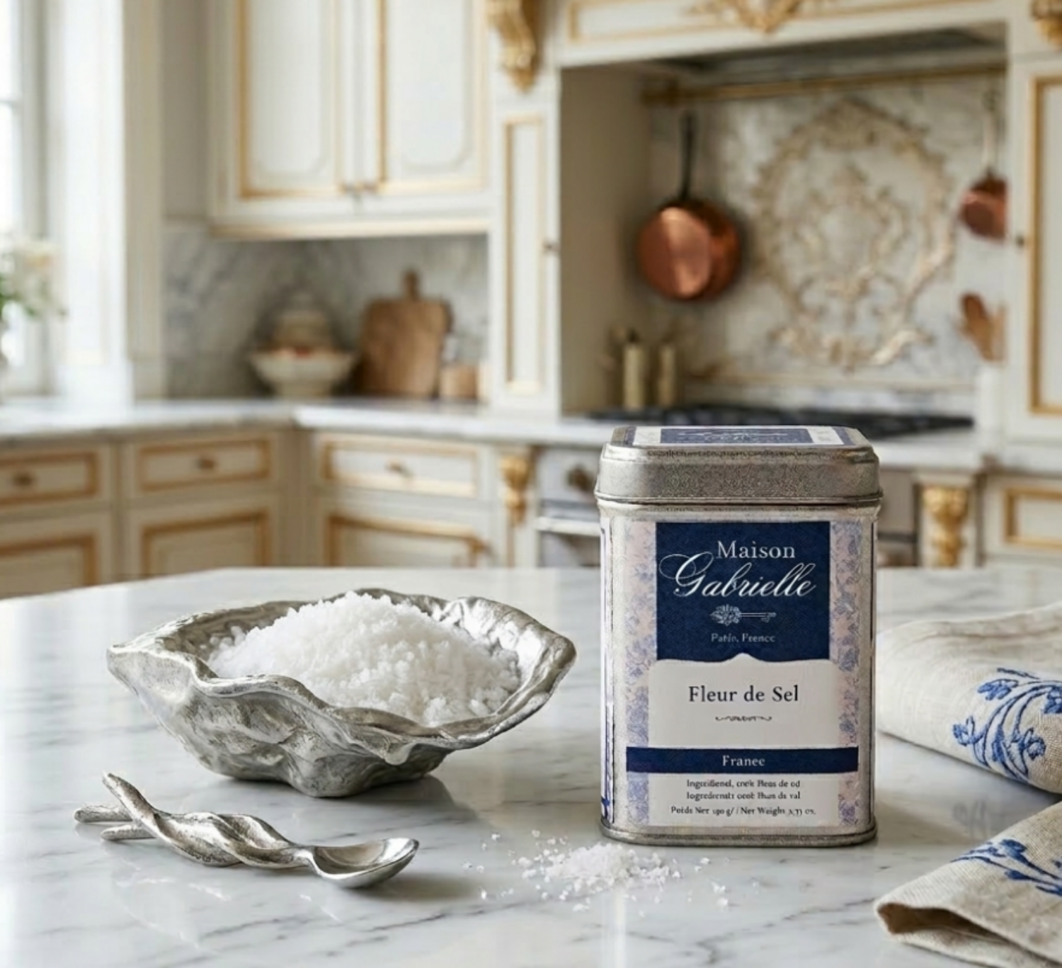 Maison Gabrielle Fleur de Sel & Michael Aram Ocean Reef Salt Cellar Gift Set - salt in celler