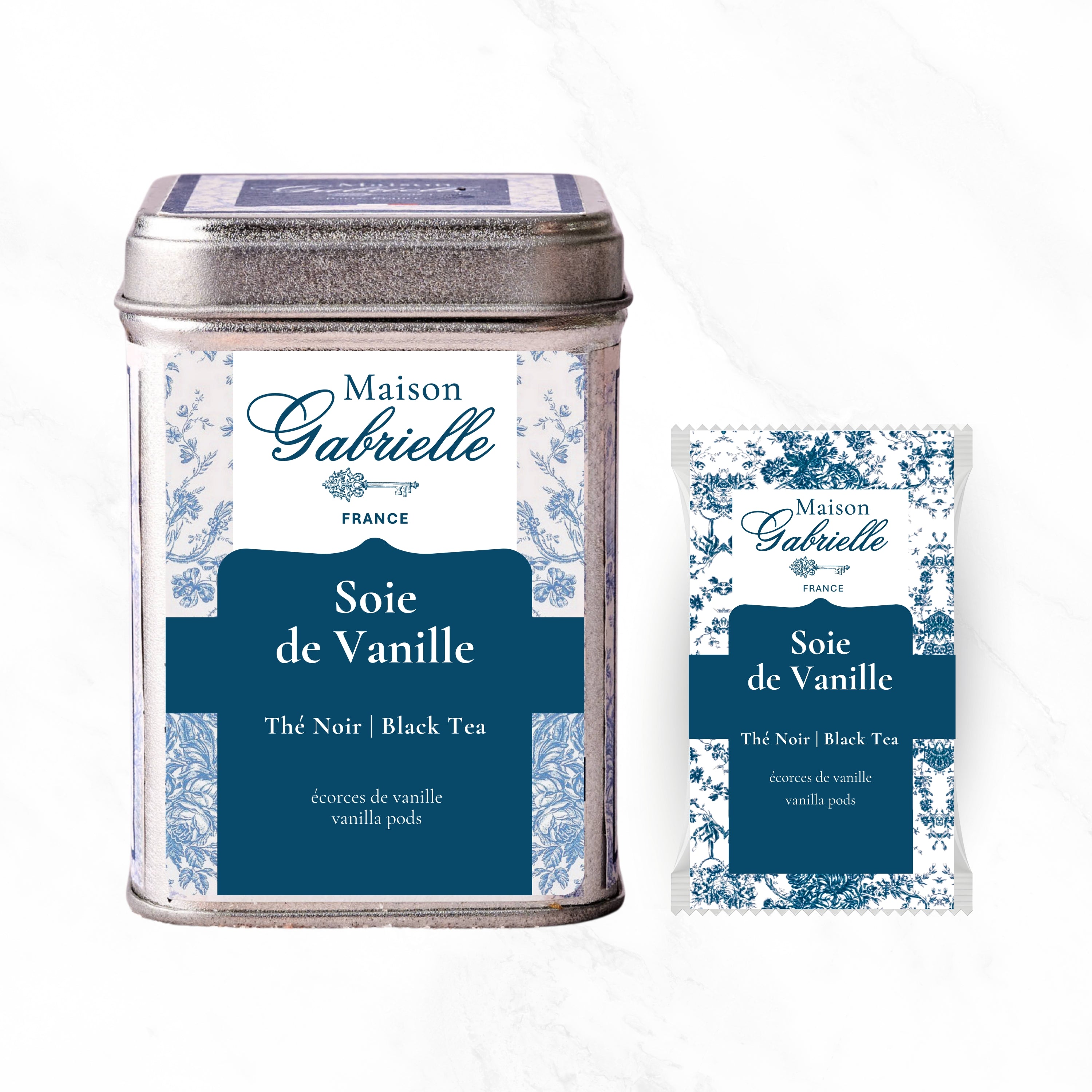 SOIE DE VANILLA - VANILLA BLACK TEA - GOURMET TIN AND SACHET - MAISON GABRIELLE