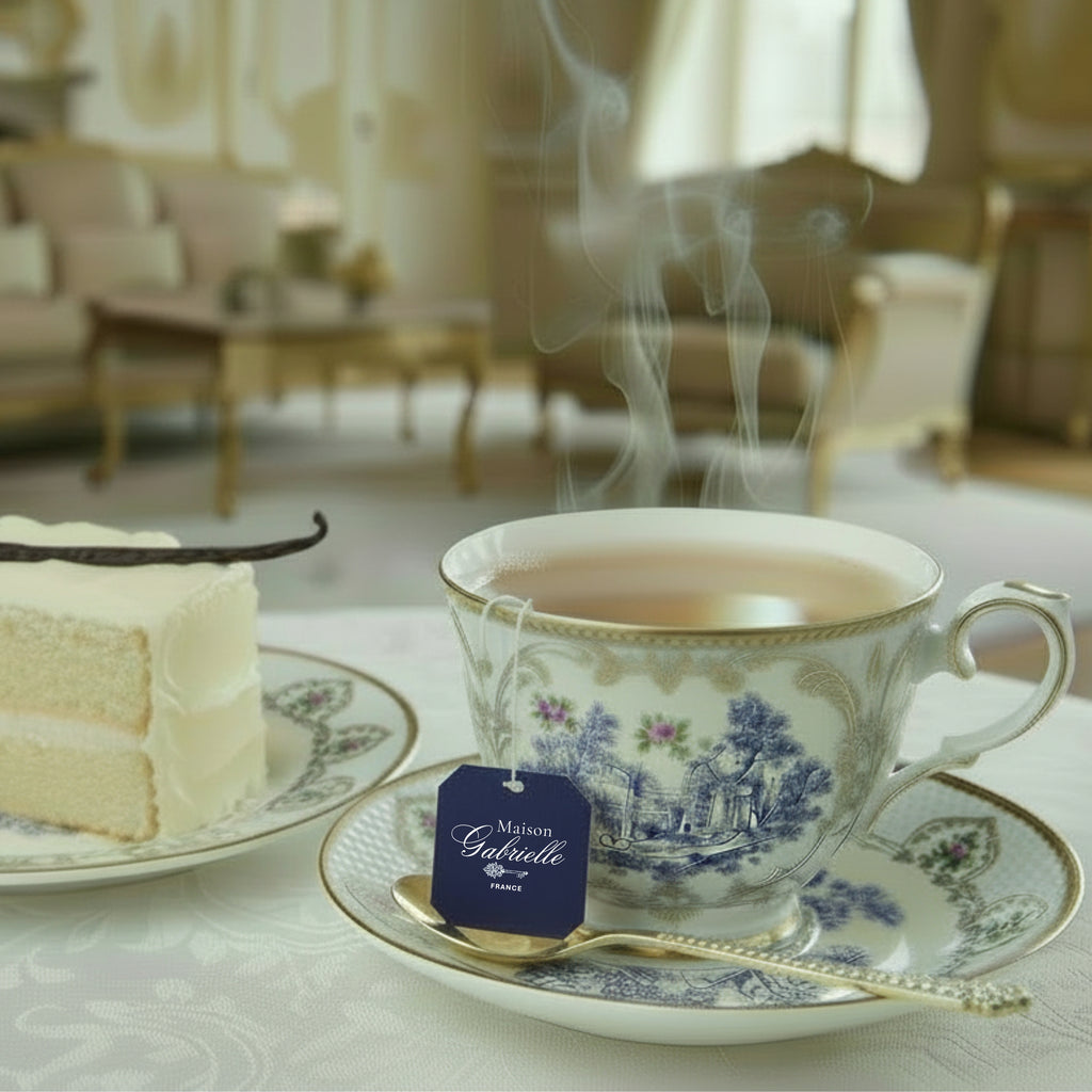 SOIE DE VANILLA - VANILLA BLACK TEA - TEA TIME - BLUE TOILE CHINA TEACUP - ROCOCO - MAISON GABRIELLE