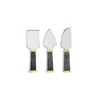 Maison Gabrielle Michael Aram Anemone Cheese Knife Set of 3 with Textured Black Handles and Gold Accents Luxury Flatware