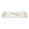 Maison Gabrielle Michael Aram Cherry Blossom Small Cheese Board with Matching Spreader Knife in Gold Floral Design