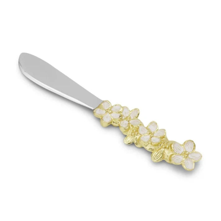 Maison Gabrielle Michael Aram Cherry Blossom Cheese Knife with Gold and White Enamel Floral Handle