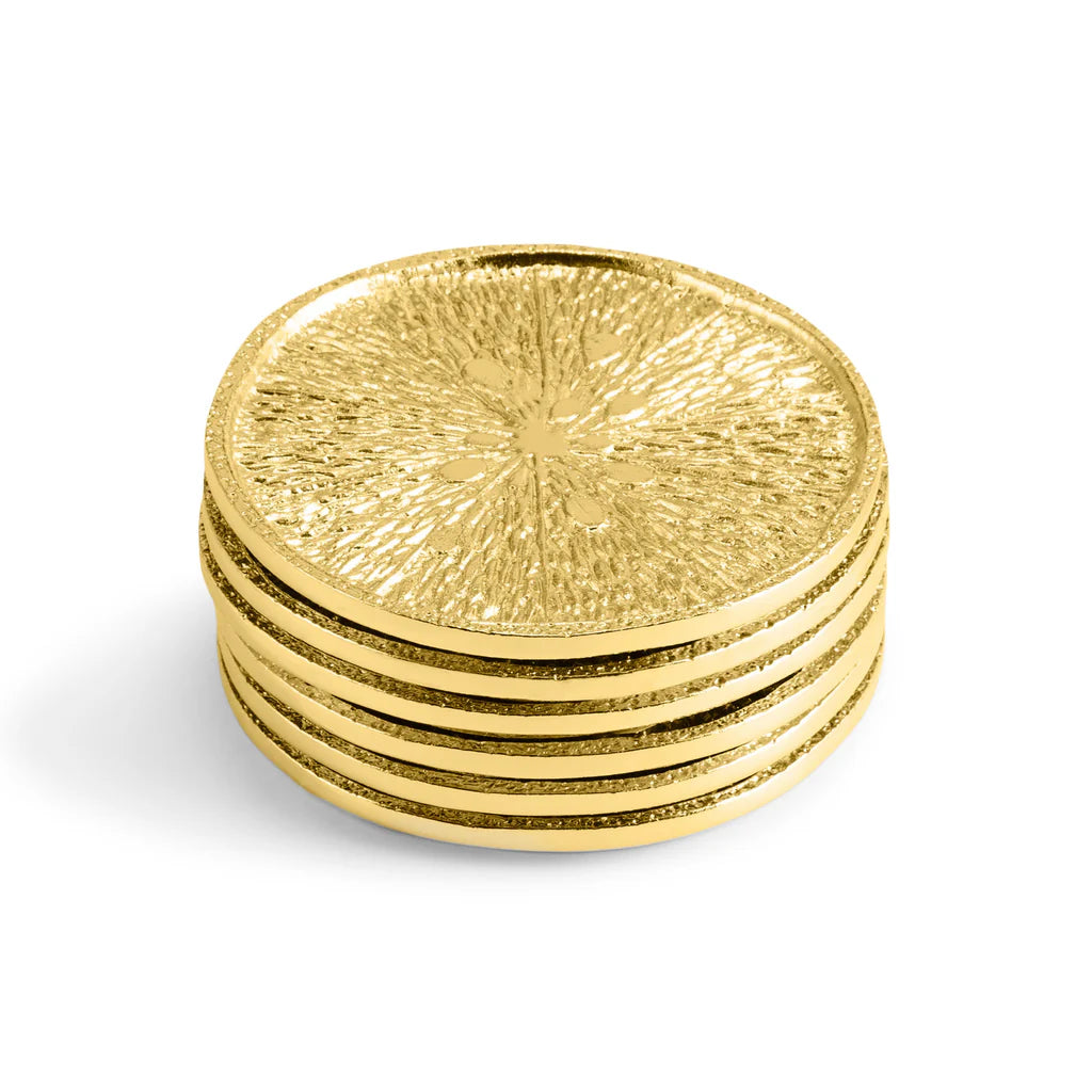 Maison Gabrielle Michael Aram Lemon Coaster Set in Gold Finish Luxury Tableware Accessories