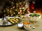 Maison Gabrielle Luxury Holiday Table Decor with Michael Aram Mistletoe Serving Platter Bowls and Spoons Set