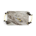 Maison Gabrielle Michael Aram Monet's Garden Golden Sunset Large Marble Cheese Board and Knife Set with Gold Lily Pad Handles and Sculptural Details Top View