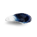 Maison Gabrielle Michael Aram Ocean Reef Oyster Jewel Nut Dish showing Blue Marbled Interior and Silver Textured Edges
