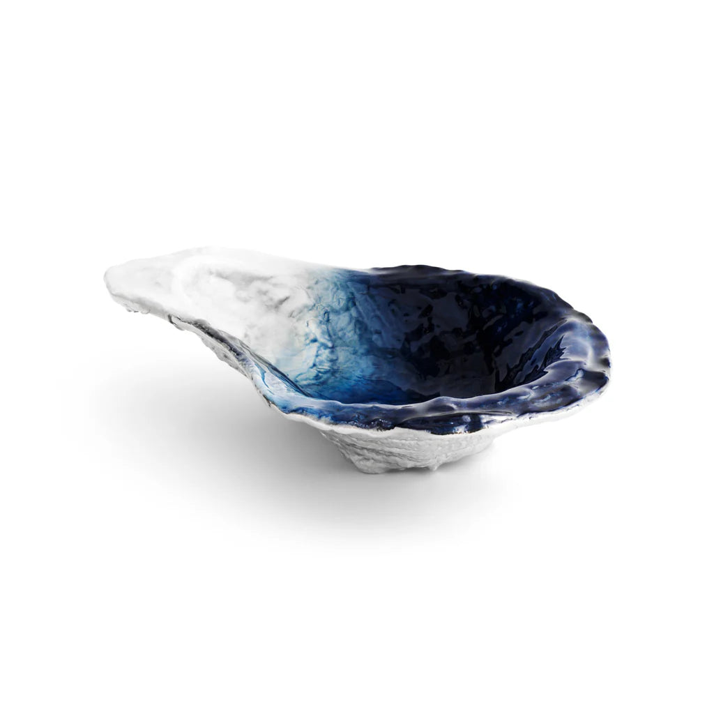 Maison Gabrielle Michael Aram Ocean Reef Oyster Jewel Nut Dish with Blue and White Marbled Enamel Finish Luxury Tableware
