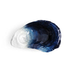 Maison Gabrielle Michael Aram Ocean Reef Oyster Jewel Nut Dish showing Blue and White Marbled Enamel Top View Detail.