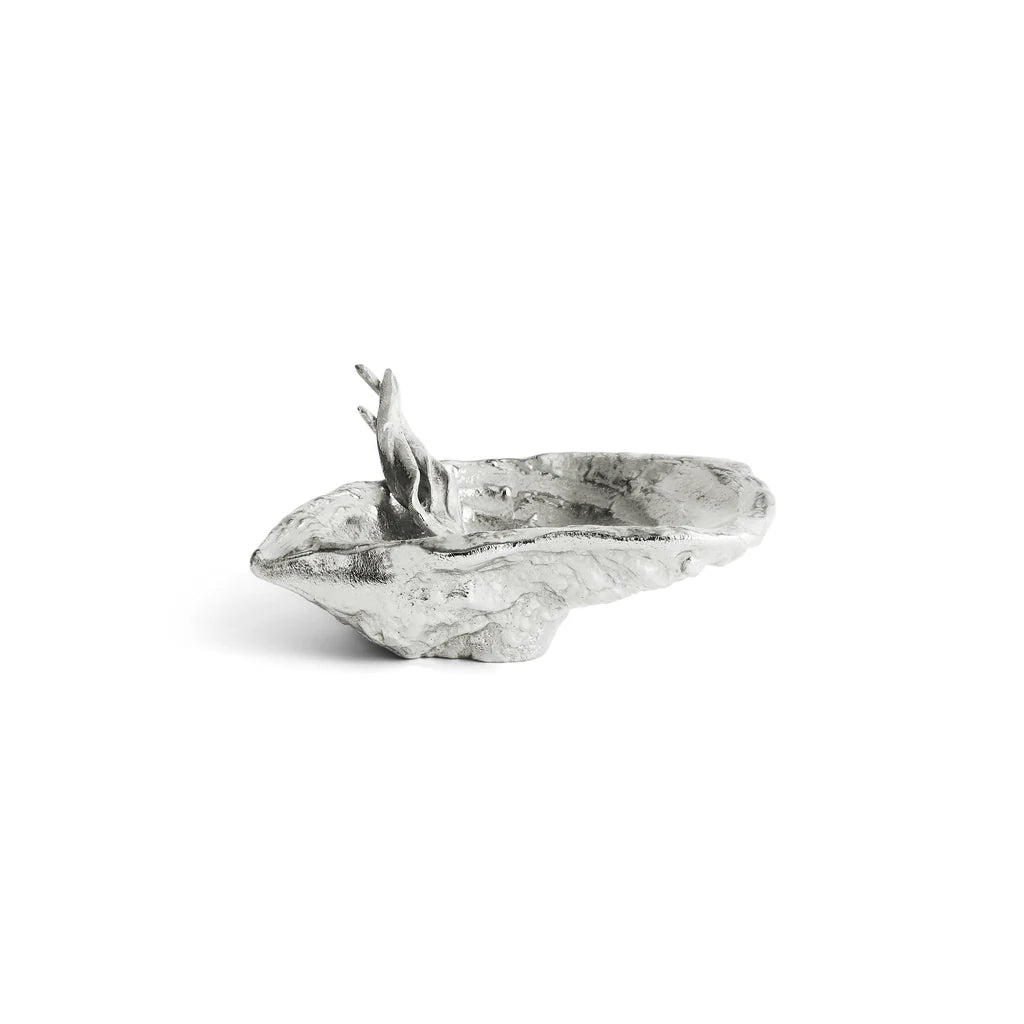 Maison Gabrielle Michael Aram Ocean Reef Salt Cellar and Spoon Set with Sculptural Silver Side Profile Detail
