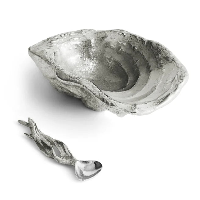 Maison Gabrielle Michael Aram Ocean Reef Salt Cellar and Spoon Set in Luxury Silver Finish