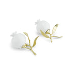 Maison Gabrielle Michael Aram Pomegranate Salt and Pepper Shakers in White Porcelain with Gold Leaf Accents