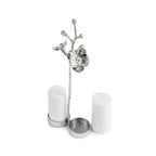 Maison Gabrielle Michael Aram White Orchid Salt and Pepper Shakers with Decorative Silver Orchid Branch and White Porcelain Set